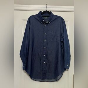 Men's Ralph Lauren Classic Fit Size 17 (32-33) Dark Denim Dress Shirt